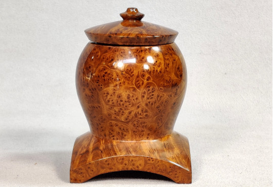 Handmade Wooden Pot on Stand / Russian Olive Burl Wood